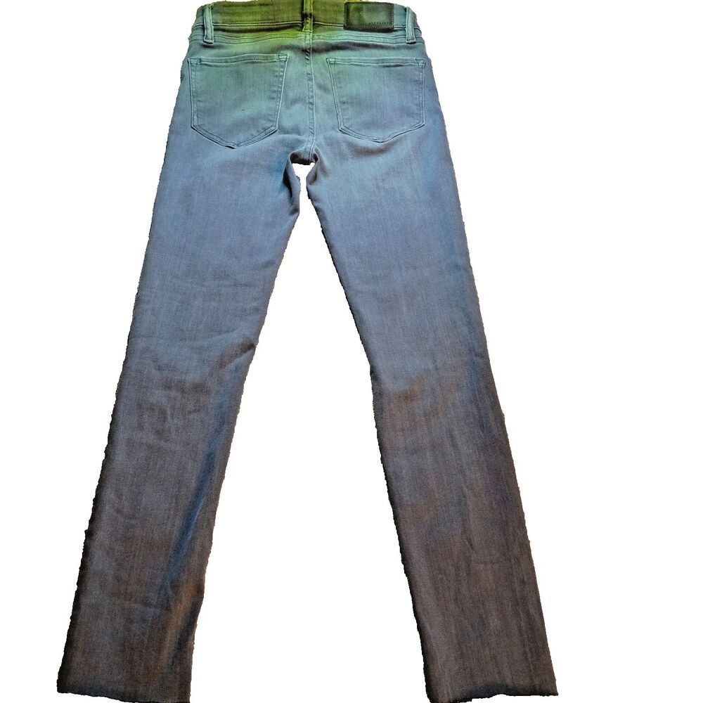 AllSaints Grace Slashed Distressed Skinny Gray Jeans Size W26